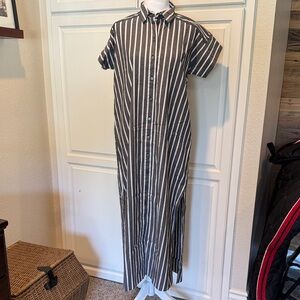 NWT Loft Striped Button-Front Dress